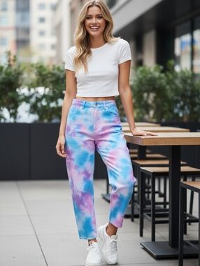 LEVI'S Custom Designed Tie Dye Loose Mom Ultra High Waist Ankle Jeans